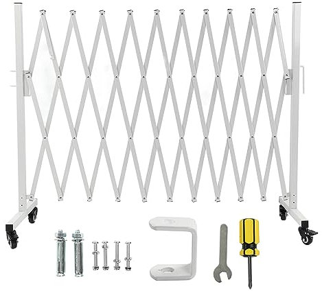 Puerta de Barricada Extensible de Metal, Barrera de Seguridad Móvil, Valla Retráctil de Seguridad para Entrada, 130 Pulgadas