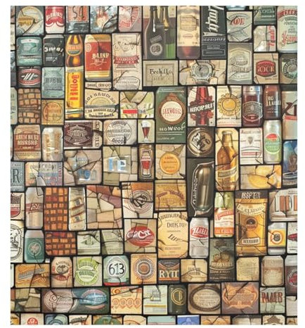 Mosaico Vintage Birra Etichette Copertura Lavastoviglie Porta Frigorifero, Lavastoviglie Decorative Cover