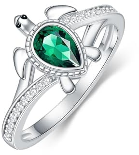 Molioaki Smaragdring, 925er Sterlingsilber, im Labor hergestellt, Smaragdschildkröte, personalisierter Ring für Mutter, Frau, Sie