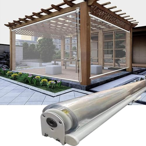 Clear PVC Outdoor Roller Blinds Waterproof Windproof for Windows, Garden, Pergola, Gazebo, Easy Install, Patio Transparent Roller Shades(60 x 80 CM)