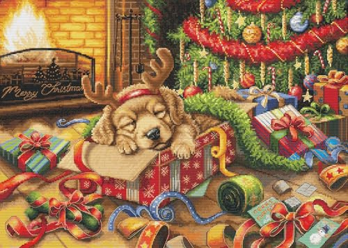 Kreuzstich Stickpackung Weihnachtsmanns kleiner Unruhestifter, Zählmuster, 44x32cm