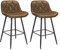 EUGAD Taburetes Altos de Cocina, Set de 2 Taburetes Barra Bar con Respaldo, Sillas Altas de Piel sintética Vintage, Taburetes para Cocina Isla Bistro, Sillas Tapizadas, Marrón Oscuro