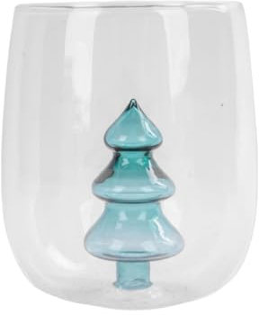 Elegante tazza a forma di albero di Natale, in vetro robusto, per uso quotidiano e feste natalizie per bambini