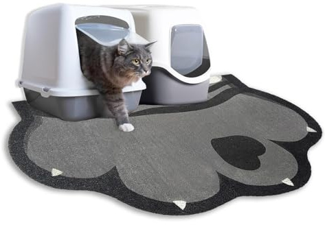Katzenklo Matte, 60x40 cm Katzenmatte Katzenklo für Katzenklo, rutschfest und wasserdicht Katzenteppich, leicht zu reinigen, niedliche weiche PVC Katzenstreu Matte, Grau