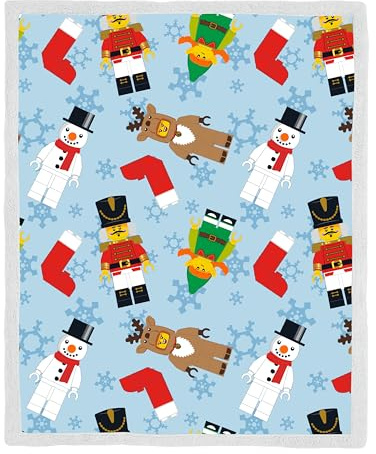 Lego Official Fleece Blanket | Super Soft Warm Throw with Sherpa Reverse, Jingles Christmas Design | Perfect For Home, Bedroom, Sleepovers & Camping | Size 120 x 150cm