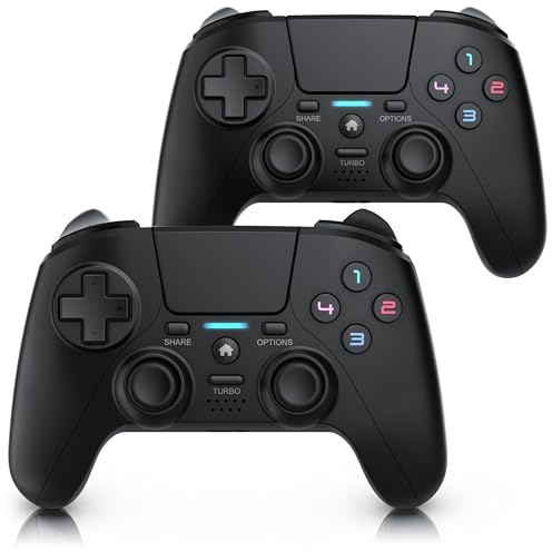 CSL - 2x Wireless Gamepad für PC und PS4 - PC Anschluss - Wireless Controller - Dual Vibration - Headset Ausgang - Turbo Funktion - Touchpad - Share-Taste - eingebauter Lautsprecher