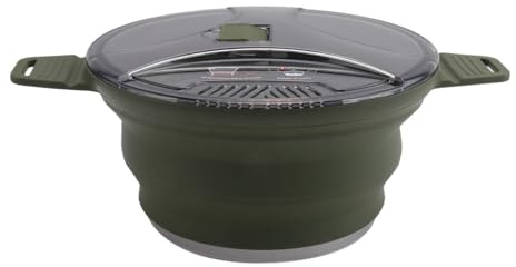 Aboiled Casserole pliable pour l'extérieur, silicone, randonnée, casserole de pique-nique portable, acier inoxydable, réchaud de camping, vert