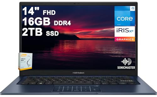 ASUS VivoBook 14 Business Laptop | 14 FHD Anti-Glare Intel 10-core i5-1334U | 16GB DDR4 2TB SSD | Type-C Privacy Camera SonicMaster Long-Lasting Battery Fast Charging Win11 w/DLCA Accessory