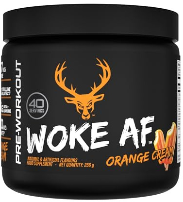Bucked Up Woke AF Pre-Workout Powder | Performance Drink with Caffeine, Beta-Alanine, & L-Citrulline | Sugar Free, Paleo Friendly | Orange Cream Flavor | 40 Servings