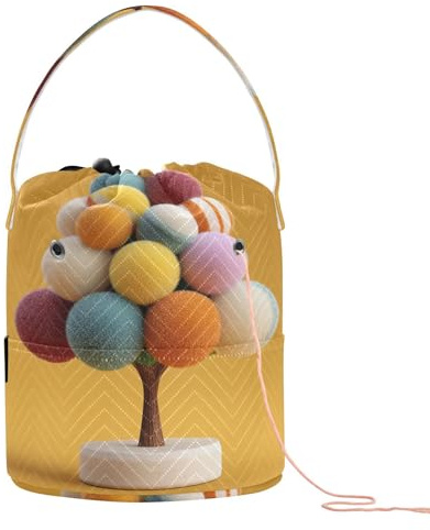 Borsa per uncinetto con palline testurizzate per albero di Natale, borsa per uncinetto portatile per filato per kit di lavoro a maglia