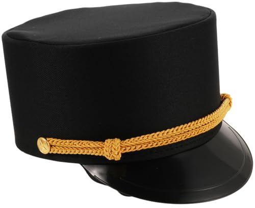 LIGIGWASH Schwarze Eisenbahner Mütze für Erwachsene und Komfortables Textil Material Sicherer Sitz Realistisches Design als Zugführer Kostüm und Partyaccessoire