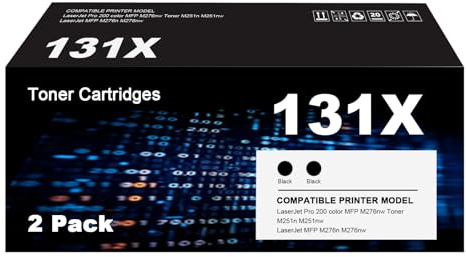 131A 131X Kompatibel für HP LaserJet Pro 200 Color MFP M276nw Toner 2er | Kompatibel mit 200 Color MFP M276nw und M276n sowie M251n und M251nw; Ersatz für CF210X und CF210A, 2er-Pack Schwarz