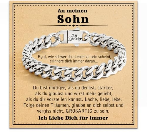 Ich Liebe Dich Geschenke für Männer,Armband mit Gravur Herren Geschenk | Mann Sohn Papa Opa Weihnachten Geburtstag Liebes Valentinstag Jahrestag Geschenk für Ihn Freund Eheman