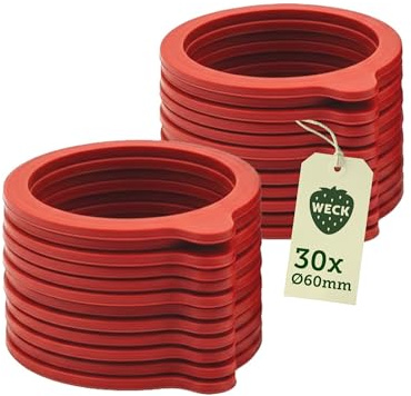 Weck Einkochringe Ø 60 mm 30er Set, Zubehör für Einweckgläser, Einmachgläser und Gläser, Ersatzringe zum sicheren Einkochen