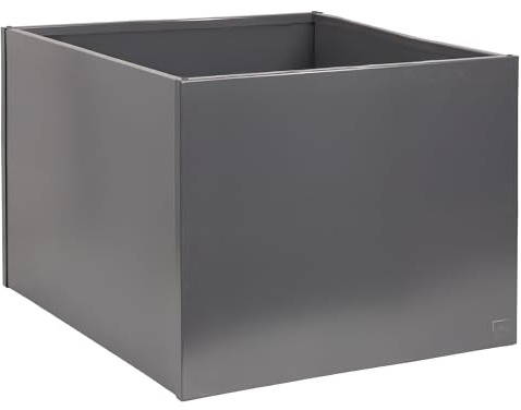 UNUS Pflanzkübel anthrazit aus Metall, 1,5mm stark, wetterfest, 80x80x80cm | inklusive Teichfolieneinsatz