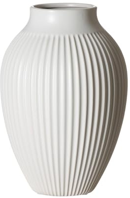 Ritzenhoff & Breker Alsta Vasen 2er Set, 23 cm, Tischvasen mit Rillendesign, Seidenmattes Oberflächen-Finish, Klassisch & Modern, Steingut, Weiß