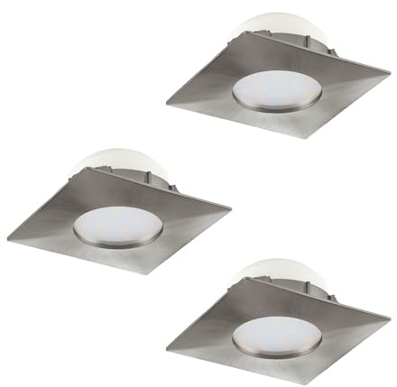 EGLO Einbaustrahler Pineda, Deckenspot, Kunststoff in nickel-matt, warmweiß