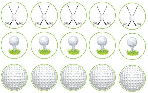 15 x 2 inch cupcake toppers golf edible wafer