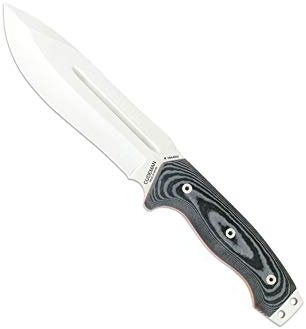 Cudeman Cuchillo 126-M Spartan hoja de acero inoxidable ACX-380 de 16 cm empuñadura de micarta negra de 14 cm para caza, pesca, supervivencia y bushcraft + Portabotellas regalo