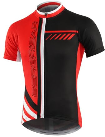 BERGRISAR Radtrikot Herren Kurzarm Rennrad Fahrrad Trikots, 8002 rot, XL