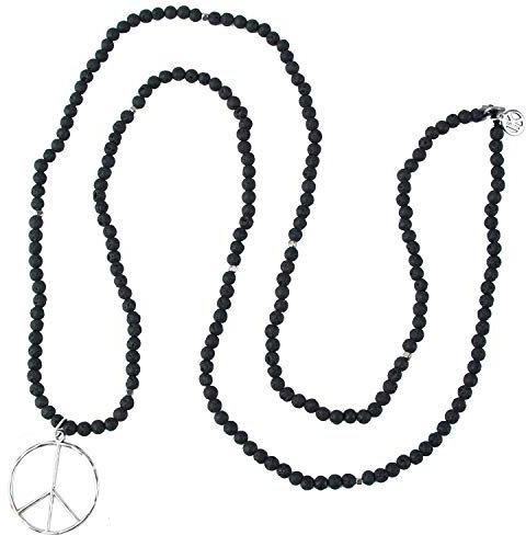 KELITCH Classic Peace Anhänger Halskette Love Hippie Frosted Crystal Beaded Halsketten (Schwarz 0a)