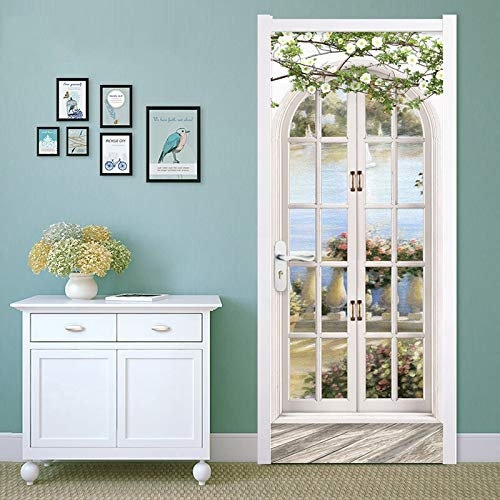 Türtapete Selbstklebend TürPoster Tür Aufkleber Für Innentüren 3d Pastoralen Landschaft Wohnzimmer Schlafzimmer Hotel Tapete Pvc selbstklebende Wasserdichte Wohnkultur Poster Wandbild 90x200 cm