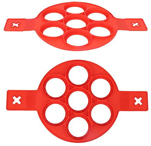 2 Stück Eier Pfannkuchen Ring Antihaft Pfannkuchen Maschine Form Silikon Friteuse 7-Loch Runde DIY Eierkuchenform DIY Backen Kochzubehör