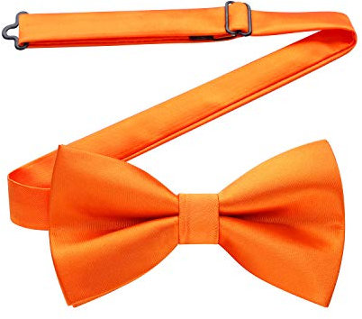 HISDERN Orange Fliege Herren Vorgebundene Verstellbar Fliegen für Männer Einfarbig Smoking Hochzeit Schleife