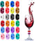 Silikon-Glasmarker, Ring für Weingläser, gemischte Farben, wiederverwendbar, 24 Stück, für Weinglas, Champagnerglas, Cocktailglas, Trinkglas