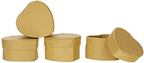 Pracht Creatives Hobby 7648-04541 Pappschachteln aus Kraftkarton im Set, 4 herzförmige Geschenkboxen mit Deckel, je 6 x 6 x 3,5 cm groß, zum Verzieren, Aufbewahren und Verschenken