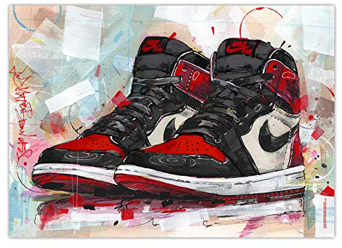 Nike Air Jordan 1 Retro High 'Bred Toe' Kunstdruck (50x70cm) *ungerahmt