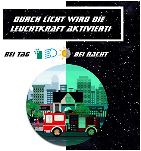 Schutzfolie für Tonie Lauscher Design Aufkleber Cover für Kopfhörer kindgerecht passgenau selbstklebend Folie Zubehör für Kinder Spielzeug Y055 (Nr. 13 Feuerwehr, Nachtleuchtend)
