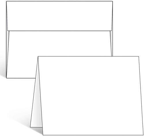 Ohuhu Blank White Cards and Envelopes 50 Pack - 5 x 7 Heavyweight Folded Cardstock and A7 Envelopes for DIY Greeting Cards Wedding Birthday Invitations Baby Shower Thank You Cards and All Occasions