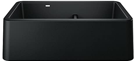 BLANCO Ikon 33 Low Divide Farmhouse Kitchen Sink, Coal Black