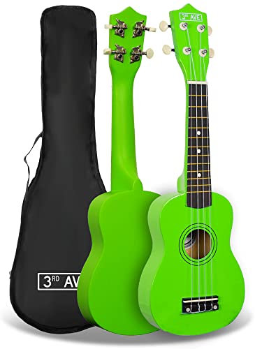 3rd Avenue Ukulele soprano beginner 3rd Avenue da 21 pollici – Verde– Custodia Ukulele GRATUITA