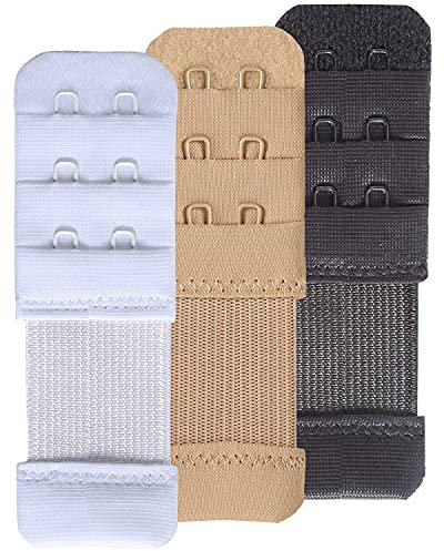 SAMGU Bra Extenders 2 Hooks Elastic Stretchy Bra Extension Strap (3pcs Multicolor, 2 Hook, 1cm)