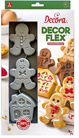 DECORA 9260403 Silikonform Gingerbread 6 Mulden, Grau