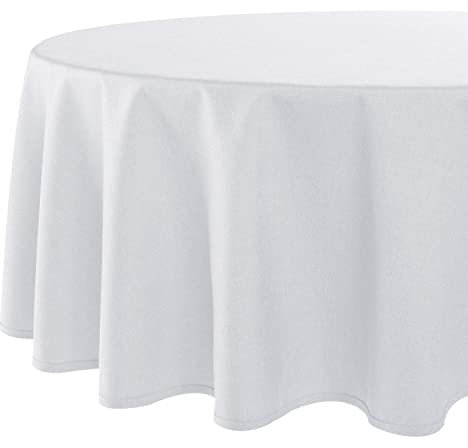 Tischdecke Wien Home, Moderne Tischwäsche mit Fleckschutz für das ganze Jahr, weiß, 140 cm rund