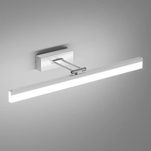 Klighten LED Spiegellampe Badezimmer 14W 910Lumen, 60cm Silber Spiegelleuchte Bad, 180 Grad Einstellbar Modern Wandleuchte Bad Badlampe Wand Aluminium, Kalt Weiß 6000K