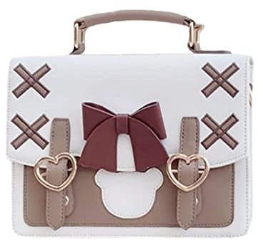 Lolita Umhängetasche für Mädchen, japanischer Stil, niedliche Schleife, Herzschnalle, Handtasche, lässige Kuriertasche, braun, One size