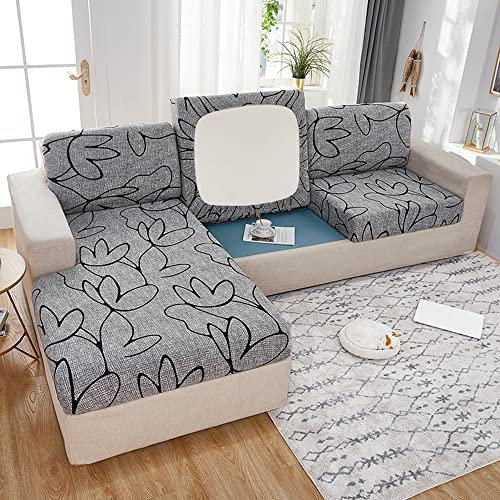 Elover Sofa Sitzkissenbezug- hoher elastischer Sitzbezug, Wohnzimmer-Sofa-Sitzbezug Möbelbezug rutschfeste weiche, elastische Unterseite