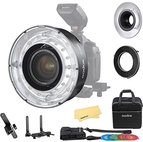 Godox R200 Macro Ring Flash Head, 5800±200K 200Ws for Godox AD200Pro II AD200 AD200 Pro for Portrait Shooting, Wedding Shooting with Carry Bag/Reflector/Honeycomb Grid for Reflector/Color Gels Kit