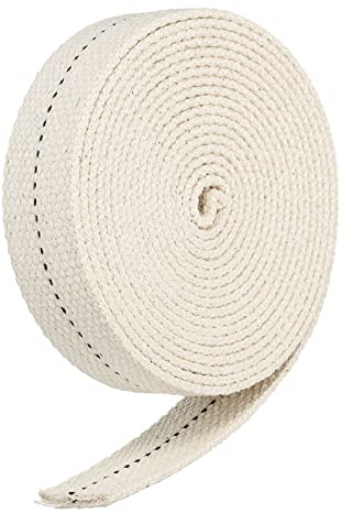 sourcing map Oil Lamp Wick 1 Inch Flat Wide 10 Foot Cotton Lanterns Wick with Black Stitch for Kerosene Burner Lighting