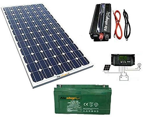 KIT FOTOVOLTAICO 1KWh GIORNALIERO INVERTER 2000W PANNELLO ENERGIA SOLARE BATTERIA
