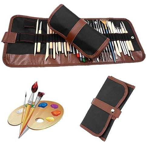 Fyearfly Artist Paint Brush Holder, Oxford Cloth Roll Up Brush Bag, Portable Painting Tools Box Painting Brush Storage for Acrylic Oil Watercolor Gouache Artist Paint Brush