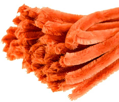 15 Pfeifenreiniger 15mm x 30cm Pfeifenputzer Biegeplüsch Chenilledraht Bastelchenille, Farbe:orange