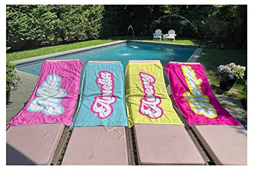 jifu Handtuch mit Namen,Personalisiertes Strandhandtuch mit Text/Name,Personalisiertes Strandtuch Camping Pool,Perfekt für den Strand,Badetuch groß, Reisehandtuch | Reise, Strand, Sauna (100 * 200CM)
