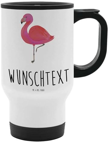 Mr. & Mrs. Panda Personalisierter Thermobecher Flamingo Classic - Personalisierte Geschenke, glücklich, Thermobecher Für Damen Mit Namen,