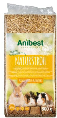 Anibest Paille Naturelle, litière pour Petits Animaux, litière 100% Naturelle pour Tous Les rongeurs et Petits Animaux, Lapins, Hamsters, cochons d'Inde, etc. Absorbante, Isolante Thermique,