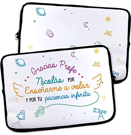 Funda de portátil Personalizada con Nombre y Texto para Profesores y profesoras. Regalo Personalizado. Regalo para Maestros. Fin de Curso. Varios tamaños. Paciencia Infinita